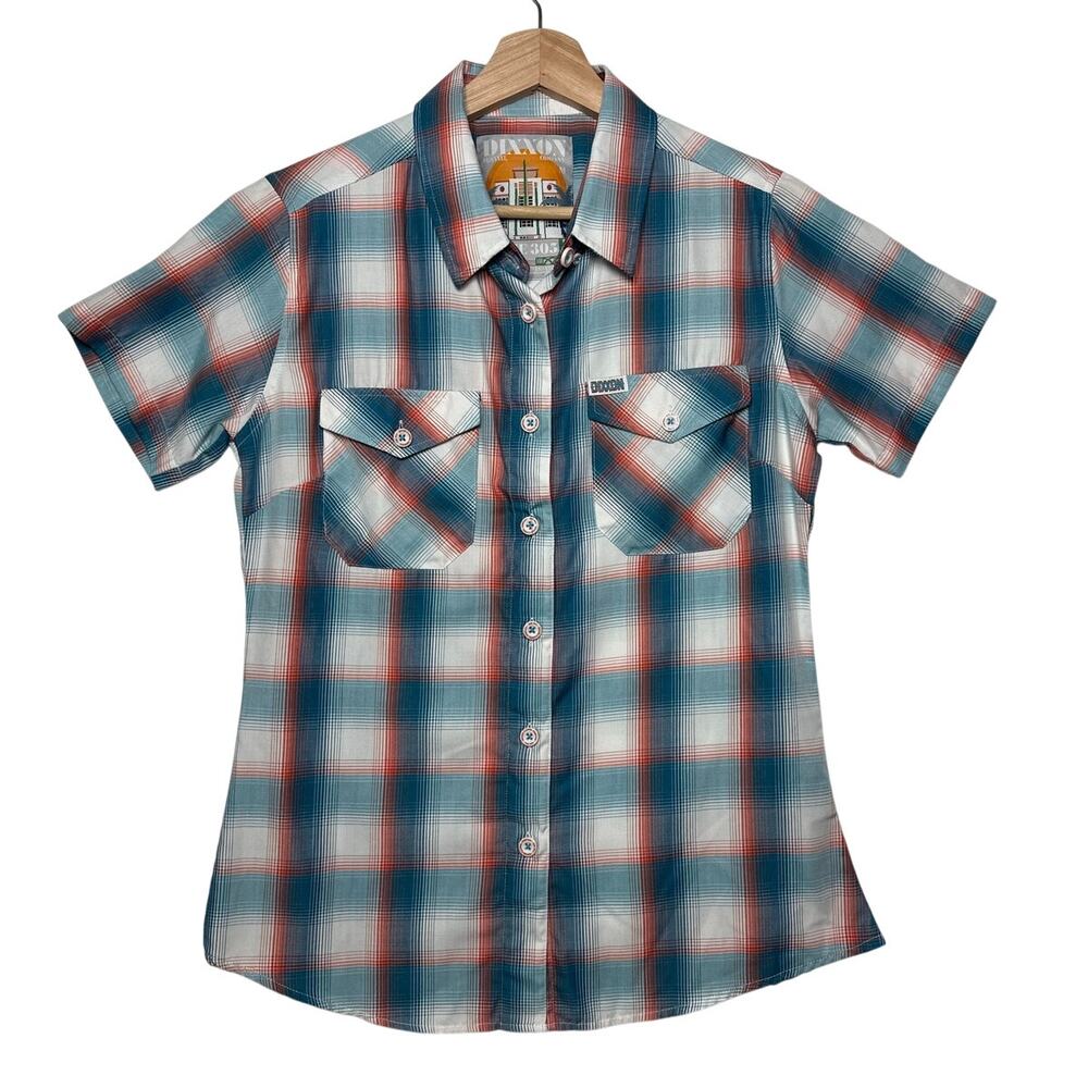 Dixxon Flannel The 305 Bamboo Blend Plaid Button Up Shirt Orange Teal Youth M